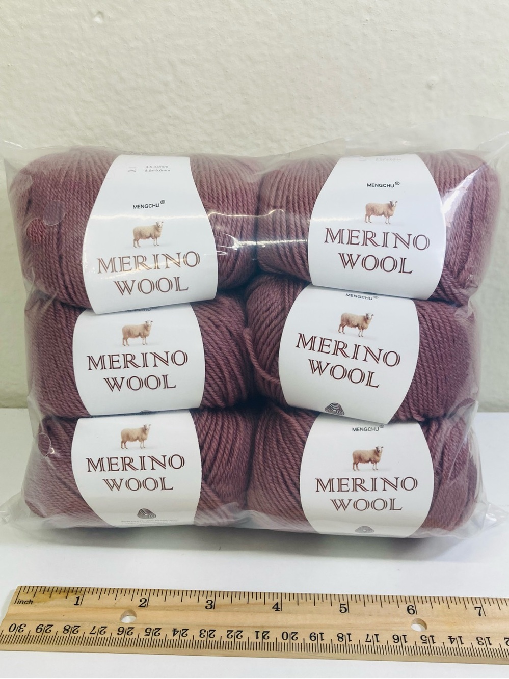 6 NWT ~300g total Mengchu 100% Merino Wool Yarn color: Dried Roses Pink